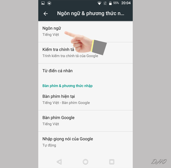 Chọn ngôn ngữ